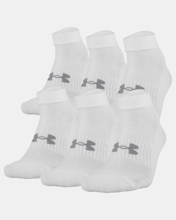 Unisex UA Training Cotton Low Cut 6-Pack Socks, White, pdpMainDesktop image number 0